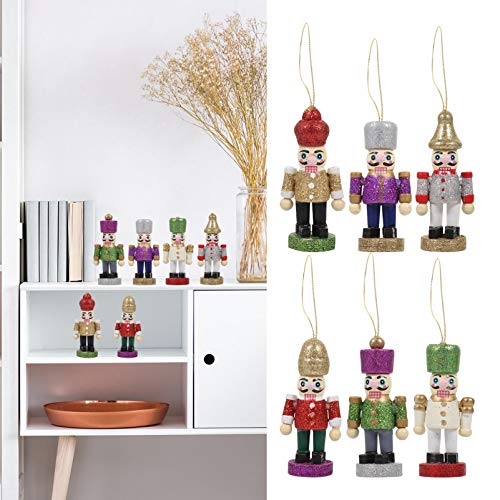 Aboofan - 6 peças de enfeites de Natal Quebra-Nozes de madeira soldado Quebra-Nozes - Estatueta de m