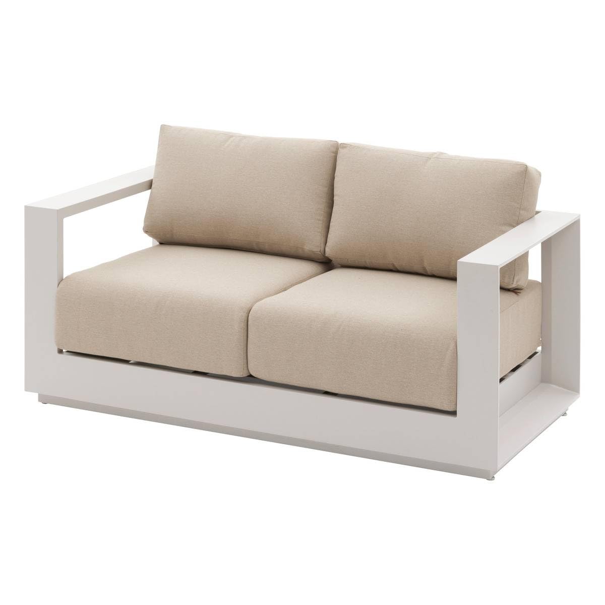 Hespéride - Canapé de Jardin Allure Avoine Beige 2 Places Anti-Rouille Coussins Déhoussables Tissu Déperlant Mobilier d'Aménagement Terrasse Balcon