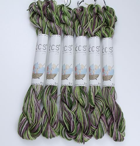Image of KCS Big skeins of 25 Meters Size 25 Color Variegated Cross Stitch Stranded Threads,6 skeins,4505