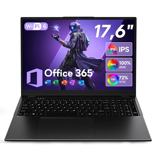 17.6 Inch Laptop, 4-Core N95 CPU, 16GB DDR5 RAM 640GB SSD, Windows 11, 1920*1200 IPS FHD Display, Office 365, Backlit Keyboard, WiFi 6, Full-Featured Type-C, Laptops Computer for Students and Business