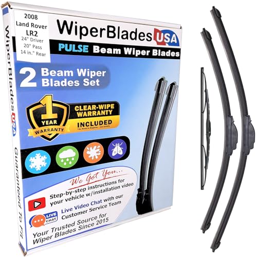 Wiper Blades fits Land Rover LR2 2008 Set/3 w/1yr Wear Warranty -EZ Install