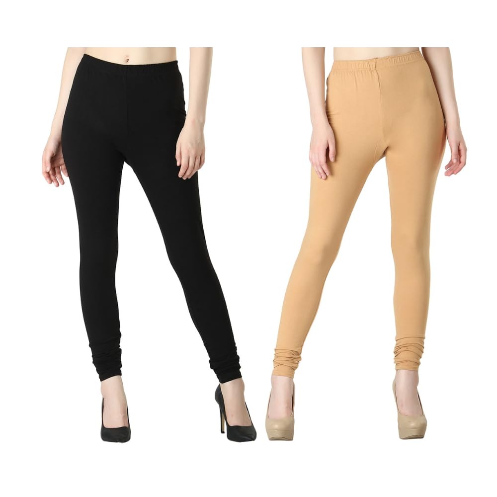Women�s Ultra Soft Cotton Lycra Churidar Leggings Pack of Two |Full Length|-picture-36