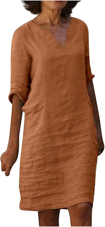 OIOLOYJM Plus Size Summer Dresses for Women 2025 Plus Size Dresses for Curvy Women 3/4 Sleeve Casual Boho Kaftan Dresses