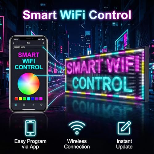 Image of P10 Scrolling Led Sign 115 inchX14 inch Programmable Display Digital Sign Outdoor Message Board For Business Custom Banner Word Light Advertising Wifi Control High Brightness Neon