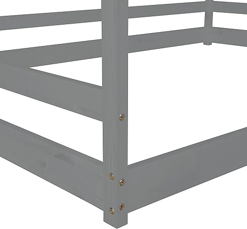 Miniatura 6 de SOFTSEA Marco de cama de casa completa para niños, plataforma de casa de madera, marco de cama para niños, fácil de montar, color blanco