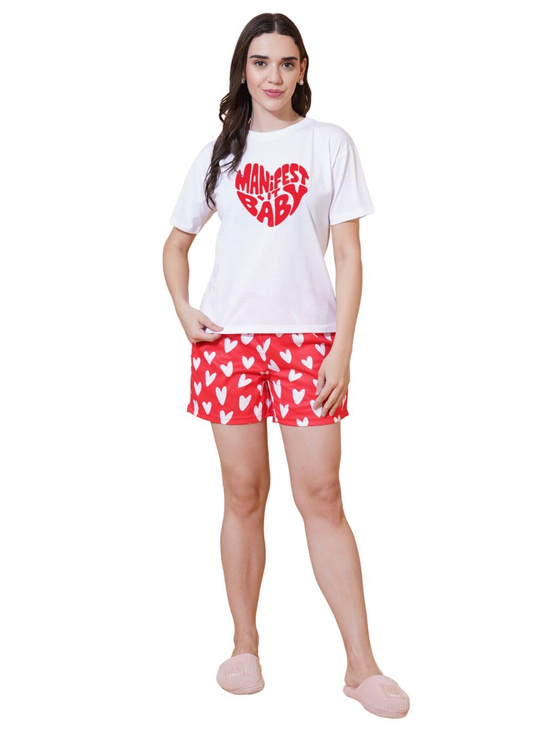 fflirtygo Top and Short Set for Women Night Wear, Lounge Wear Printed Pure Cotton Top & Short Set, Printed Top and Shorts Set for Women Night Suit Set-picture-32