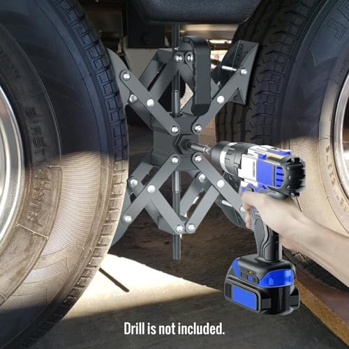 Image of AUH X-Shaped RV Stabilizer Wheel Chock (Allows Drilling for Adjustment) Travel Trailer Stabilizers, Anti-Motion Tire RV Accessories for Tandem Axle RV Trailer Camping - 2 Pack (Black)