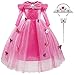 YUANMY Vestido de Princesa Nina Disfraz Fiesta Bebe Rosa Mangas Largas con Corona Imperial y Varita Mágica para Fiesta Carnaval Cumpleanos Cosplay