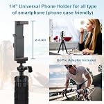 UTEBIT Flexible Phone Tripod Premium Portable Phone Mini Tripod Desk Stand Compatible with iPhone Samsung Go Pro, Small Digital Camera, for Video Recording/Vlogging/Travel Photography, Black | Compatible with iPhone Samsung Go Pro, Small Digital Came