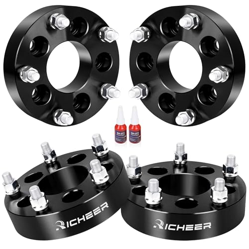 Richeer 1.5 inch 5x5.5 to 5x5 Wheel Spacers Adapters for JK WK WJ XK Wheels on Ram 1500 Bronco E-150 Econoline F-150 4PCS Wheel Adapter with 1/2 Studs Changed Bolts Pattern Adapter