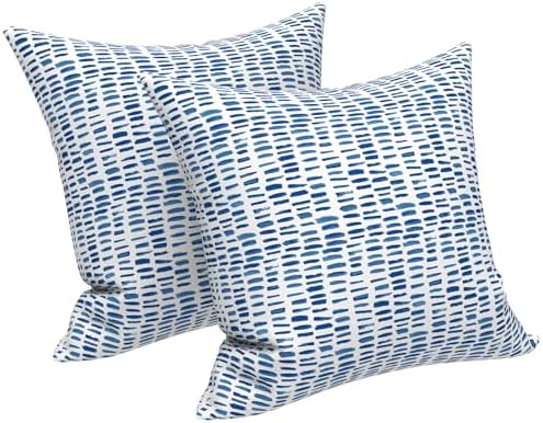 LVTXIII Outdoor Throw Pillows, Decorative Throw Pillows with Inserts, 20”x20” Square Pillows for Bed, Couch, Sofa and Patio Furniture, Set of 2, A Pebble Blue