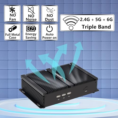 Image of KINGDEL Mini Desktop Computer, Micro Gaming PC with i7 12th Gen. CPU, 32GB DDR4 RAM, 2TB NVMe SSD, 4K 4096x2304, HD Port, VGA, 2xCOM RS232, WF 6E+BT 5.3, Full Metal Case