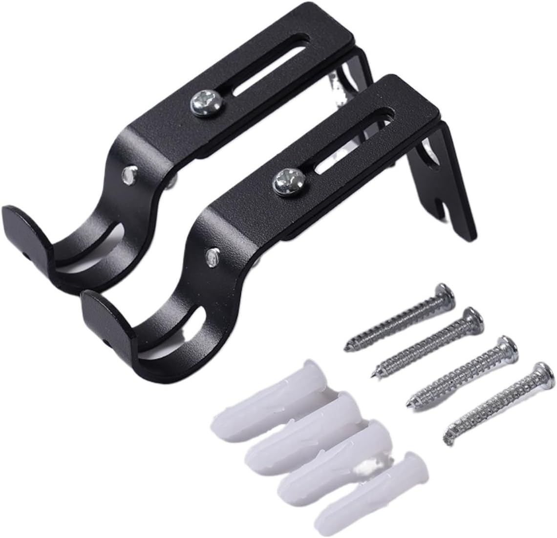 Closet Rod Brackets 10pcs Wall Mounted Curtain Rod Support Universal Adjustable Hooks for Bedroom Dormitory for Closet Bathroom(White)