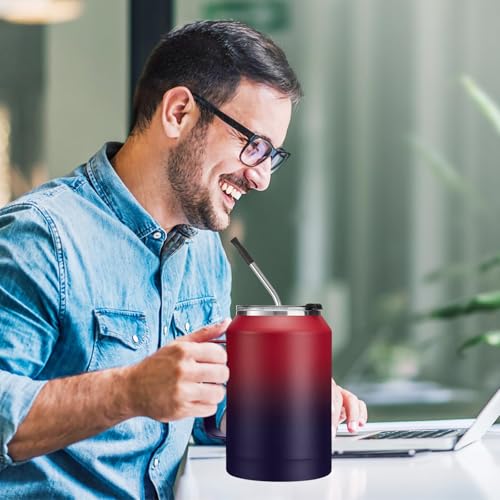 Image of Stainless-Steel Coffee Cup 32 oz Mug Tumbler - with Handle, Straws & Protective Boot, Keep Cold 36hrs & Hot 24hrs, Insulated Tumbler Water Cup, Leak-proof Big Travel Mugs Thermal Flask Water Bottle