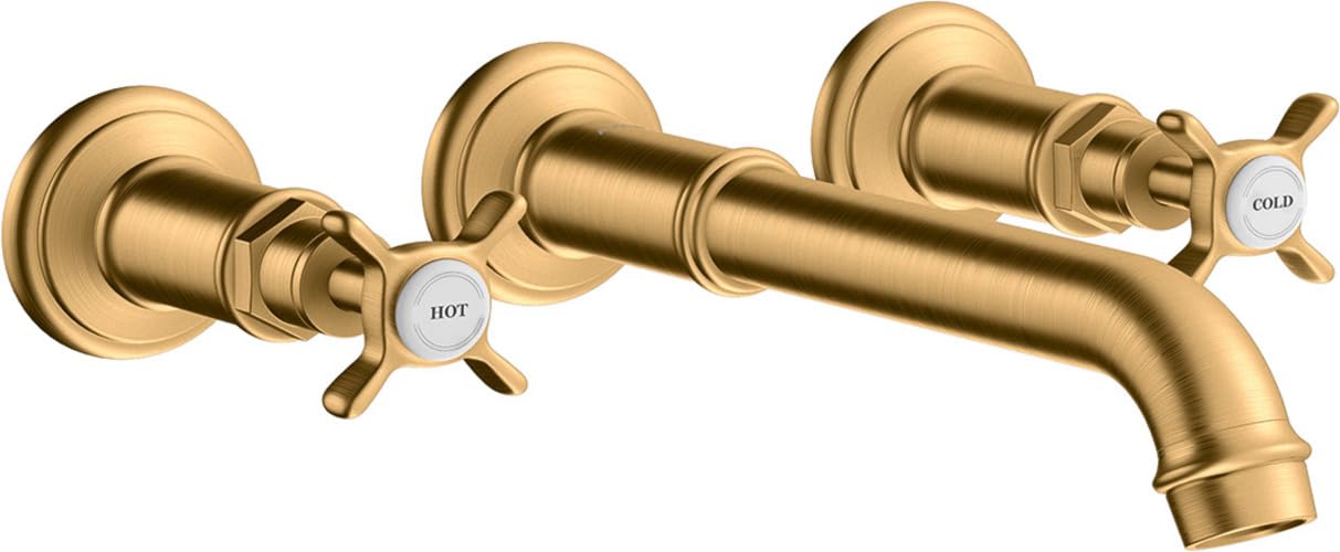 hansgrohe Axor Montreux 3-hole concealed wash basin mixer, wall mounted, Colour: Brushed Brass