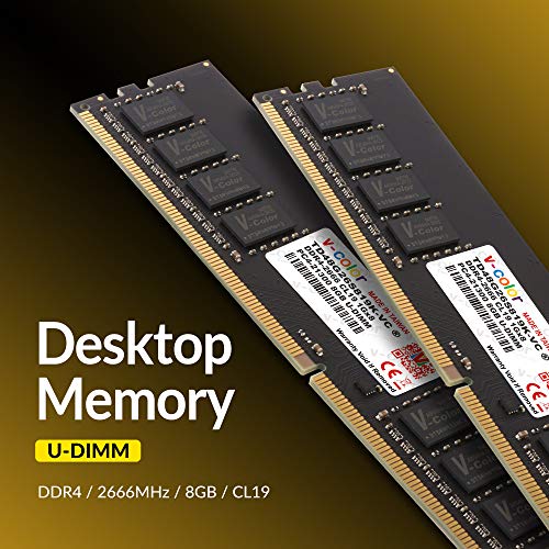 v-Color 8GB (1 x 8GB) DDR4 DRAM 2666MHz (PC4-21300) CL19 1.2V U-DIMM Desktop Memory Ram Upgrade Module (TD48G26S819-VC)