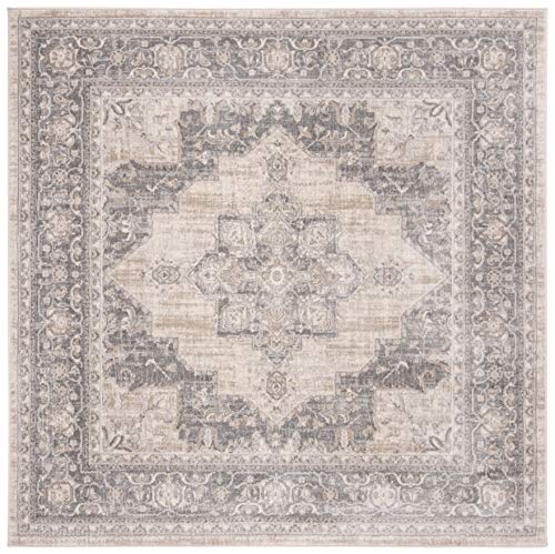 Tapete decorativo cuadrado 8 pies Cream & Grey miniatura 1