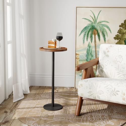 image for KJGKK Drink Table, 11 inch Dia., Small Pedestal Side Table, Round Cock