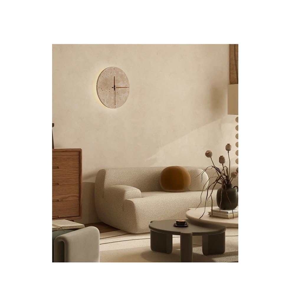 Wohnzimmer Dekorative Wanduhr aus gelbem Onyx, mit Licht und geräuschlosem Uhrwerk, for Schlafzimmer, Wohnzimmer Wohndeko(Klein)