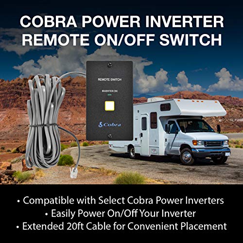 Cobra CPI-A20 Power Inverter Remote Control Wall Plate Switch - 20 Foot wiring, High Power Capacity Models Compatible