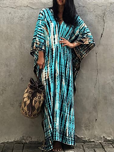 Image of Kaftan Dresses for Women Plus Size Summer Beach Dress with Print and Swim Cover Ups
