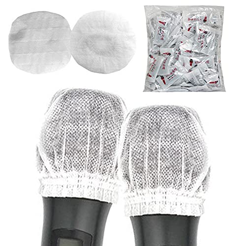 Funda de micrófono, 100 fundas desechables para micrófono envueltas individualmente, perfecto para KTV Home Karaoke Bar Noticias entrevista más micrófono de mano (blanco) Cover