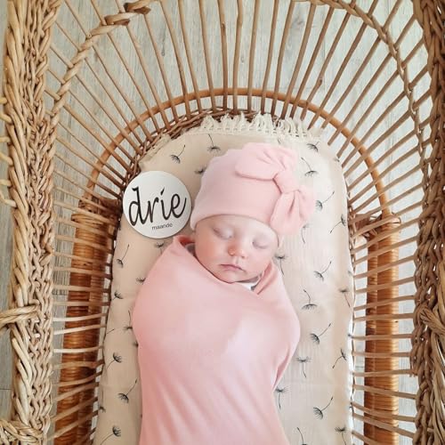 Image of AQOKKA Newborn Receiving Blanket with Bow Hat Mittens Wooden Card Set Newborns Toddler Baby Boy Girl Nursery Swaddle Wrap
