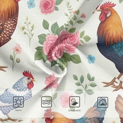 Colorful Chickens Pastel Pink Floral Panties Little Girl Toddler Underwear Floral Cotton Bright Kids Briefs Undies 2t3