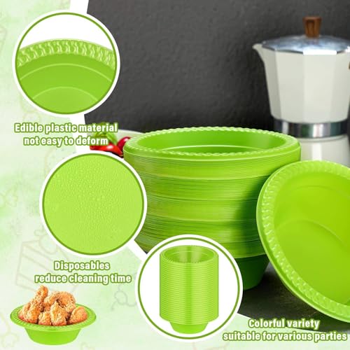 Image of Lallisa 100 Pcs 12oz Green Disposable Plastic Bowls Party
