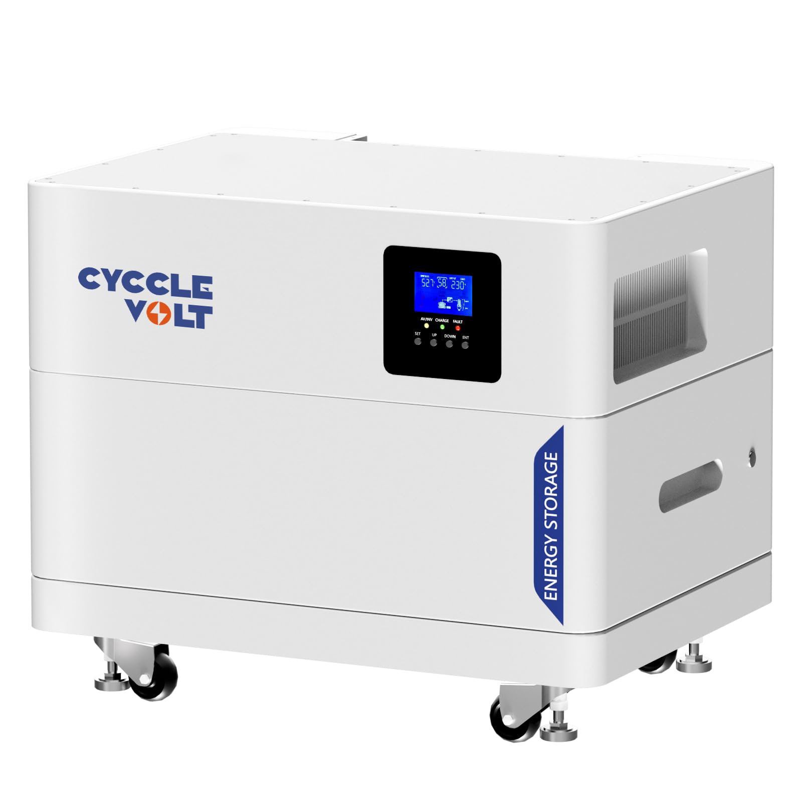 CYCCELEVOLT Wechselrichter 5000W mit 5KWh LiFePO4 Batterie, 5KWh Stapelbarer PV speicher,modulare Erweiterbarkeit, LCD-Bildschirm, Klasse-A-Zellen, Perfekt für Solaranlagen,Inselanlage,balkonkraftwerk