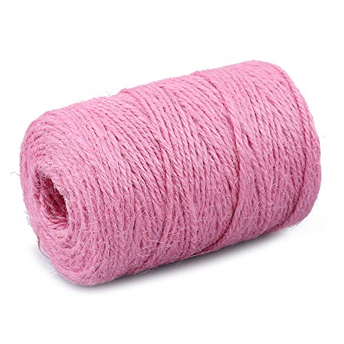Image of KINGLAKE Pink Jute Twine, 328 Feet, 2mm, Light, Twisted, Perfect for Arts, Crafts, Weddings, Christmas, Valentines Day Gifts