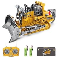 Teeggi Ferngesteuerter Bulldozer Spielzeug für Kinder ab 6-12 Junge, 9-Kanal 1/24 RC Baufahrzeug mit Licht und Soundeffekten