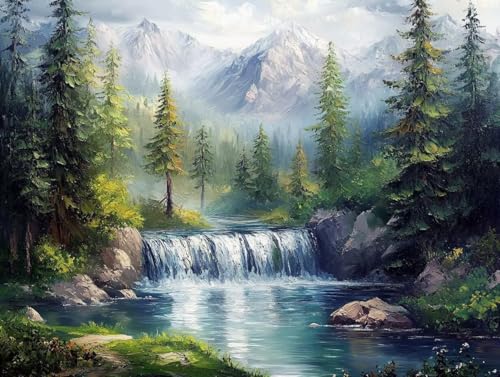 Peinture numero adulte pour relaxer et peindre un paysage de forêt facilement