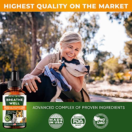 Breathe Well Herbal Drops Pets - Made In Usa Kennel Cough, Allergy Relief & Natural Respiratory Support - Throat Soothe Supplement Dogs And Cats - Easy Add To Food To Make Your Pet Healthy, 1200 #TOP6