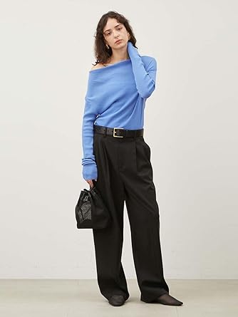 Amazon | ギャザーデザインオフショルリブニット 09WNT251076YEL0