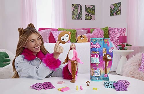 Barbie Poupée Cutie Reveal Série Jungle, poupée avec Costume de Singe en Peluche, 10 Surprises et Changement de Couleur, Jouet Enfant, Dès 3 Ans, HKR01 – Image 3