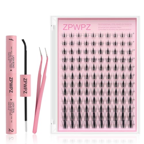 ZPWPZ Manga Lash Clusters Kit Eyelash Clusters Eyelashes Anime Lash Clusters With Spikes Eyelash Extension Kit With Lash Bond And Seal Wet Look Spiky Cluster Lashes (Aesthetic kit 120pcs)