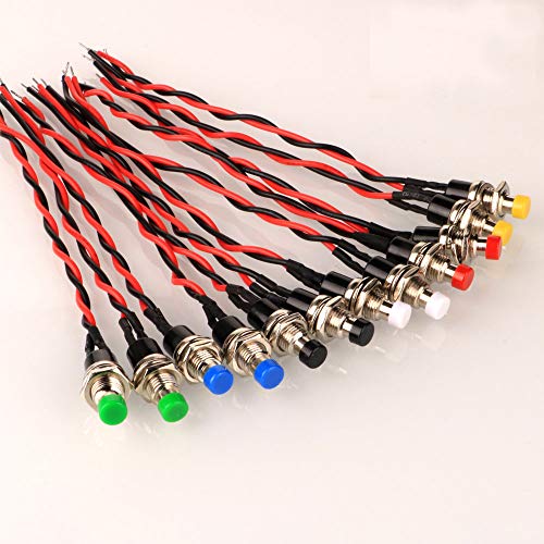 Gebildet E429 12Pcs 7Mm 3V-6V-12V-24V-230V/1A Prewired Mini Momentary Push Button,Spst Nomal Open On/Off 2 Pin Round Button thumb #1