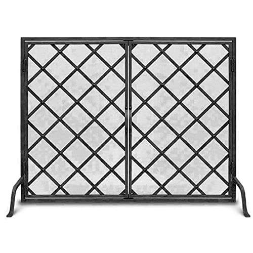 CAZARU Kaminschutzgitter aus pulverbeschichtetem Eisen mit Tür,...