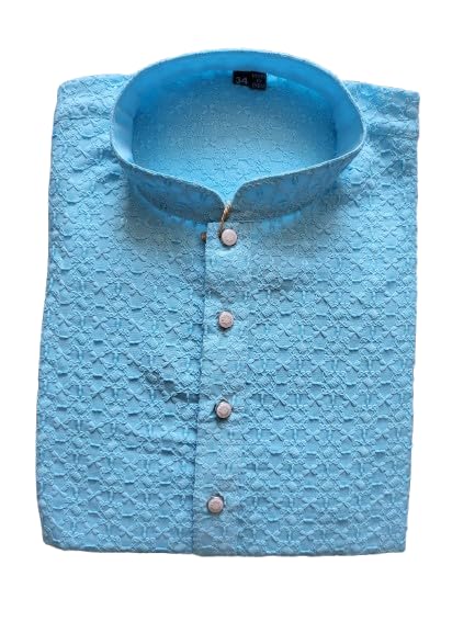 GenericRise And Shine | Magnificient Ethnic Chikankari Lakhnavi Sequein Kurta Pajama Set for Men | Traditional Gents wear | (refer size chart in images)