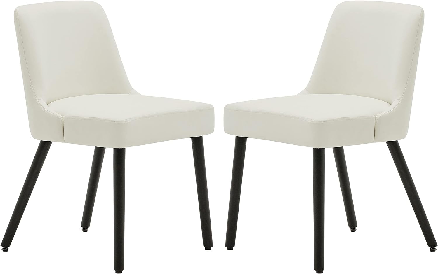MINCETA Dining Chair,Morden Wood Leg Upholstered Kitchen Chair Set of 2,PU in Cream White