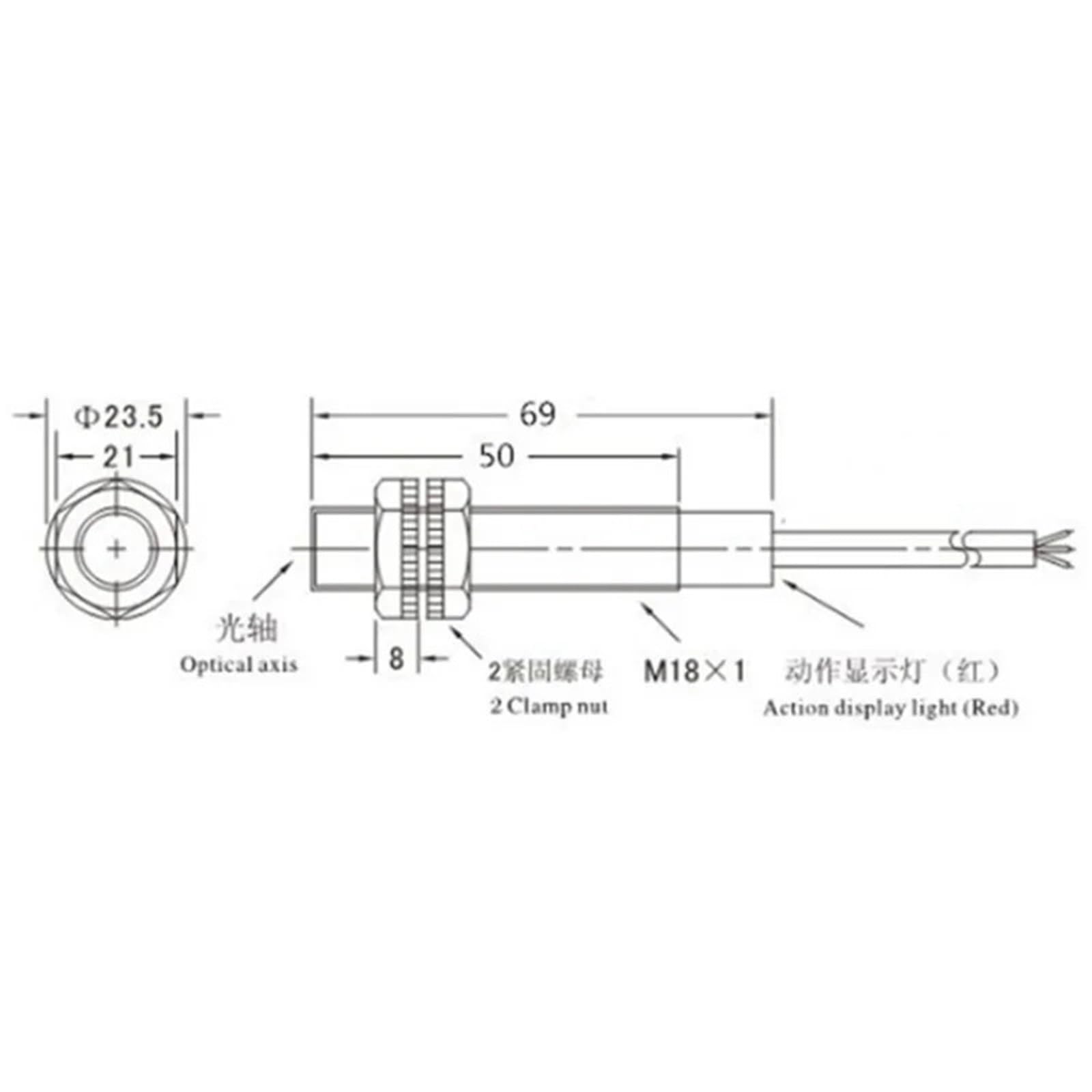 1 sztuka E3F-DS10C4 DC12~24 V przełącznik czujnik rozproszony odblaskowy odległość 5 m AC NO NC (2M AC NO)