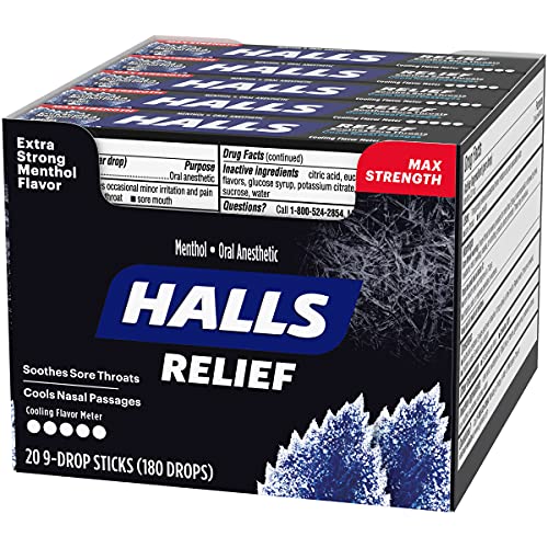Halls Relief Max Strength Extra Strong Menthol Throat Drops, 20 Packs Of 9 Drops (180 Total) #TOP5