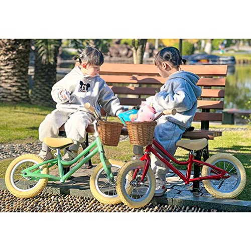 Petimini Bp1008Zl-2 12 Inch Kids Beginner Balance Bike With Front Wicker Basket And Adjustable Seat And Handlebars For 2-6 Year Olds, Mint Green #TOP5