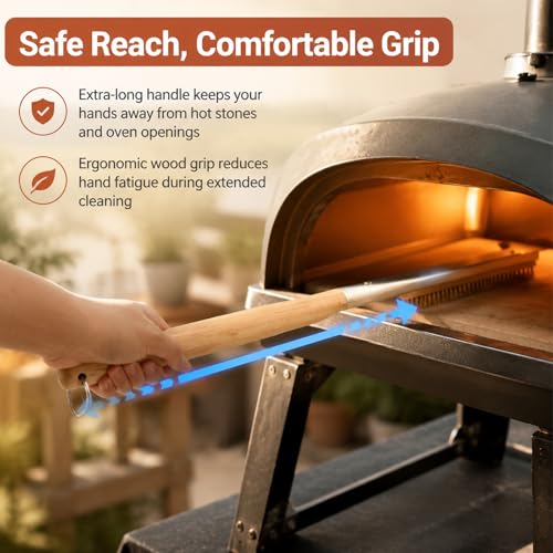 21'' Pizza Oven Brush with Stainless Steel Stone Scraper by JRAVPXEQ - Used condition - Image 2