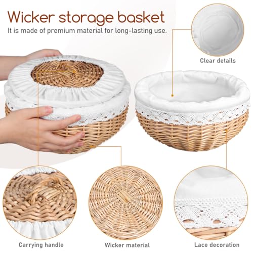 Cesta de pan de mimbre para almacenamiento de alimentos y verdura 5