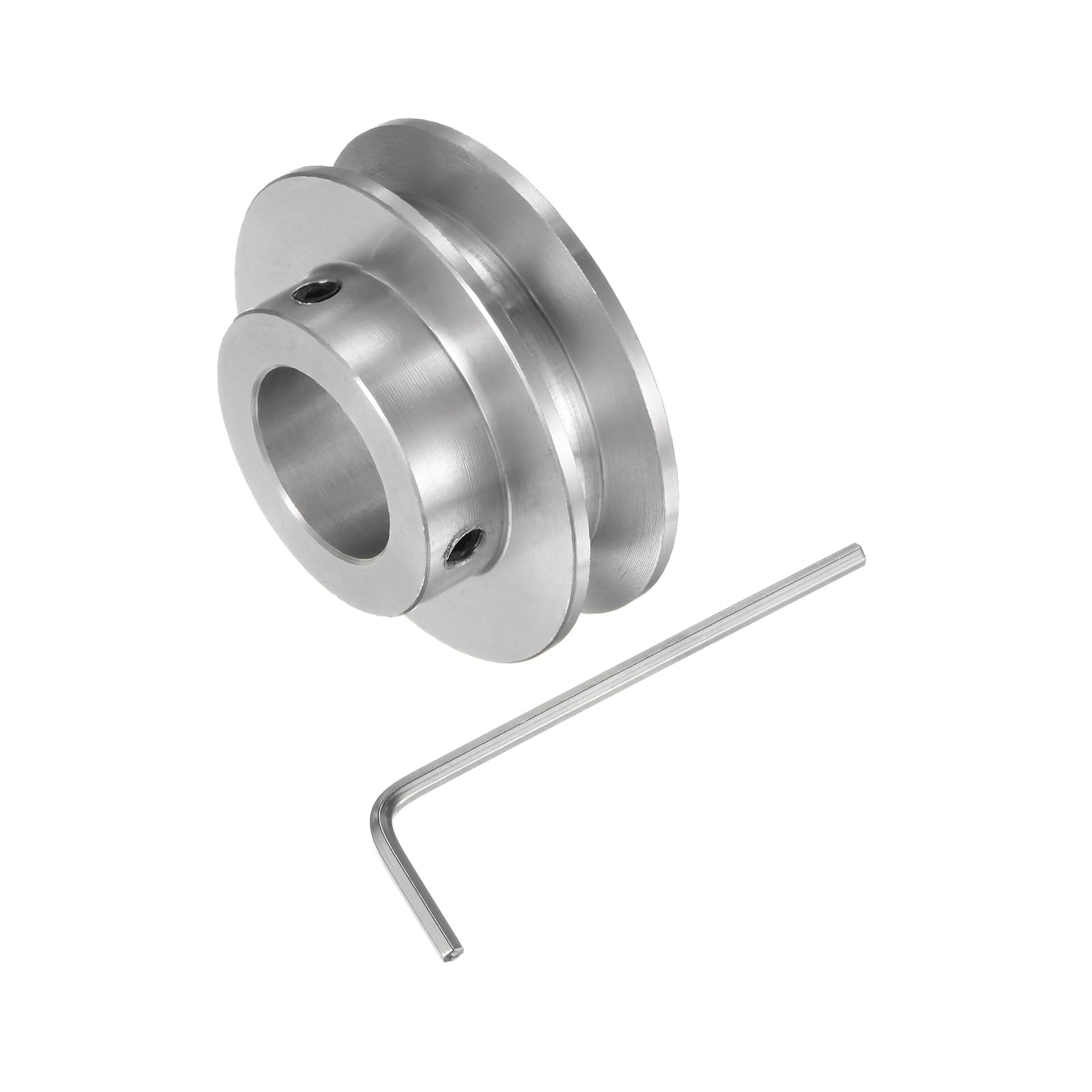 sourcing map Polea de Ranura Única 15mm Diámetro Fijo 40mm Diámetro Exterior Aleación de Aluminio Llave Hexagonal