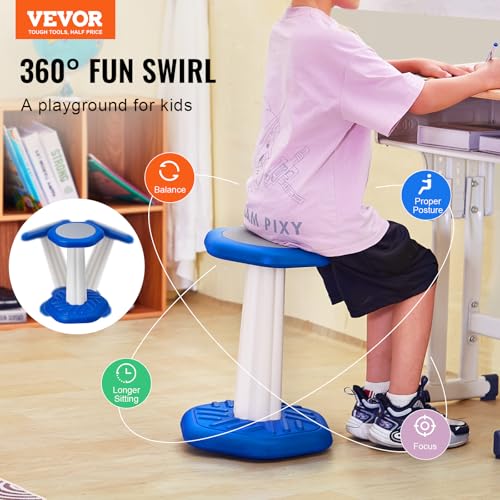 Image of VEVOR Kids Wobble Chair, Active Chair with Sponge Cushion, Wobble Stool Improves Focus, Posture and Calm Children, Ideal for Schools and Home, Age 7-14, Blue