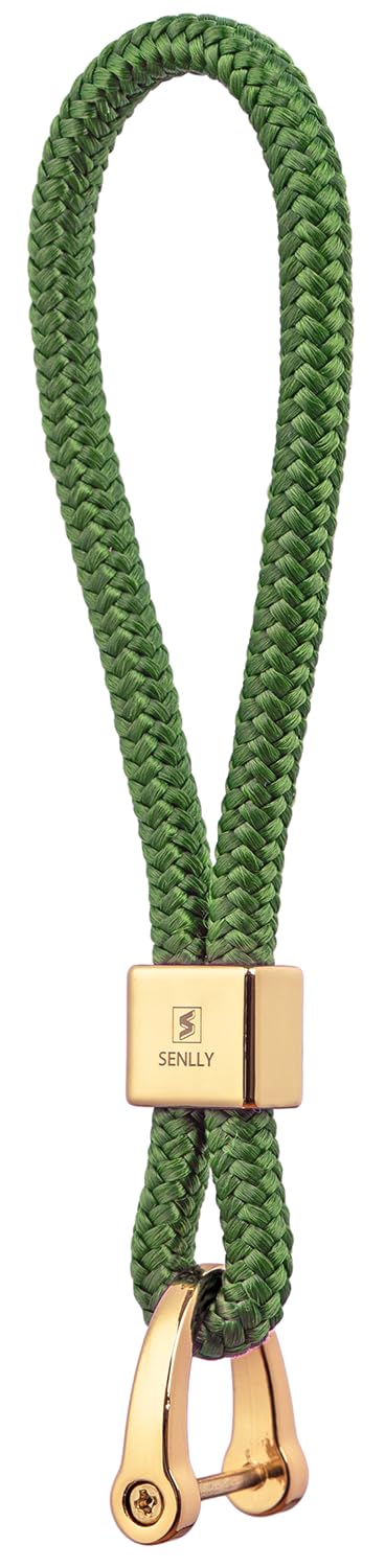 Senlly Unisex 104 Dark Olive Green Car Keychain Holder, Original Minimalist Design Finger Lanyard Strap For Key Fob
