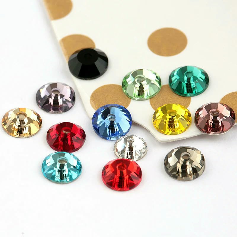 AAAAA SS12-SS30 Runde Glas-Näh-Strasssteine zum Aufnähen, mesoporöser Kristall-Strass für Hochzeitskleid-Accessoires, DIY-Schwarz-SS16 – 1440 Stück